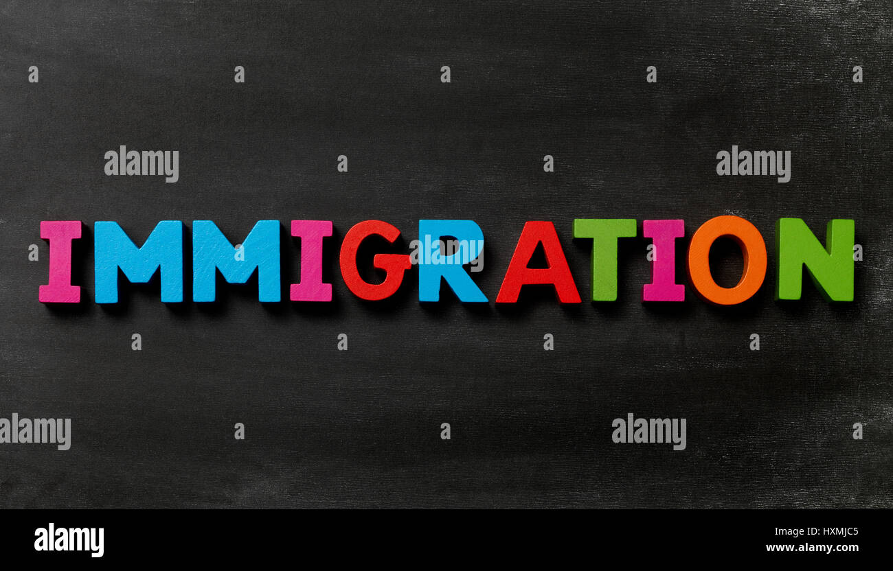 Tafel mit Immiggration Stockfoto