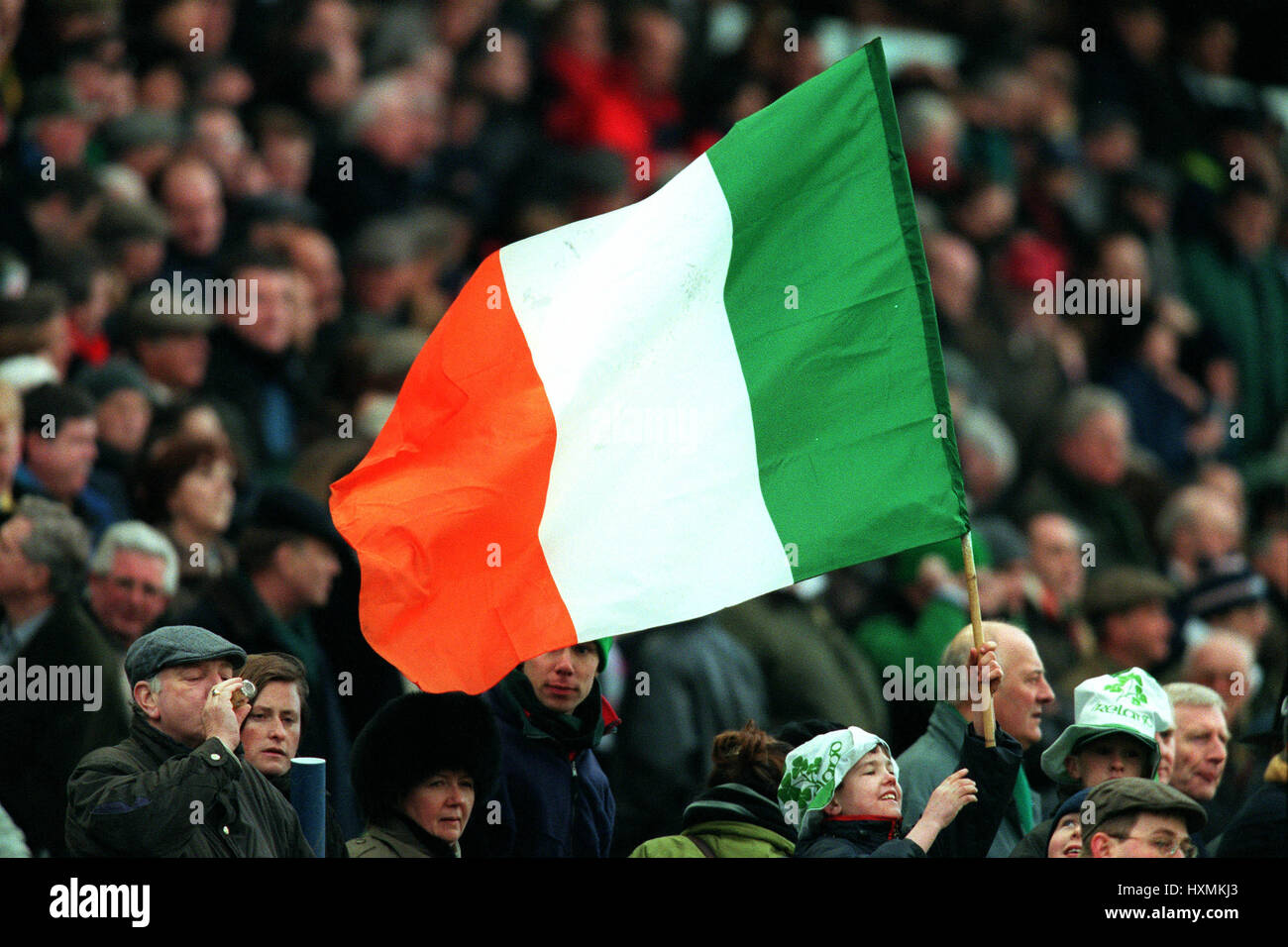 Irland Flagge Irland V ENGLAND 6. März 1999 Stockfoto