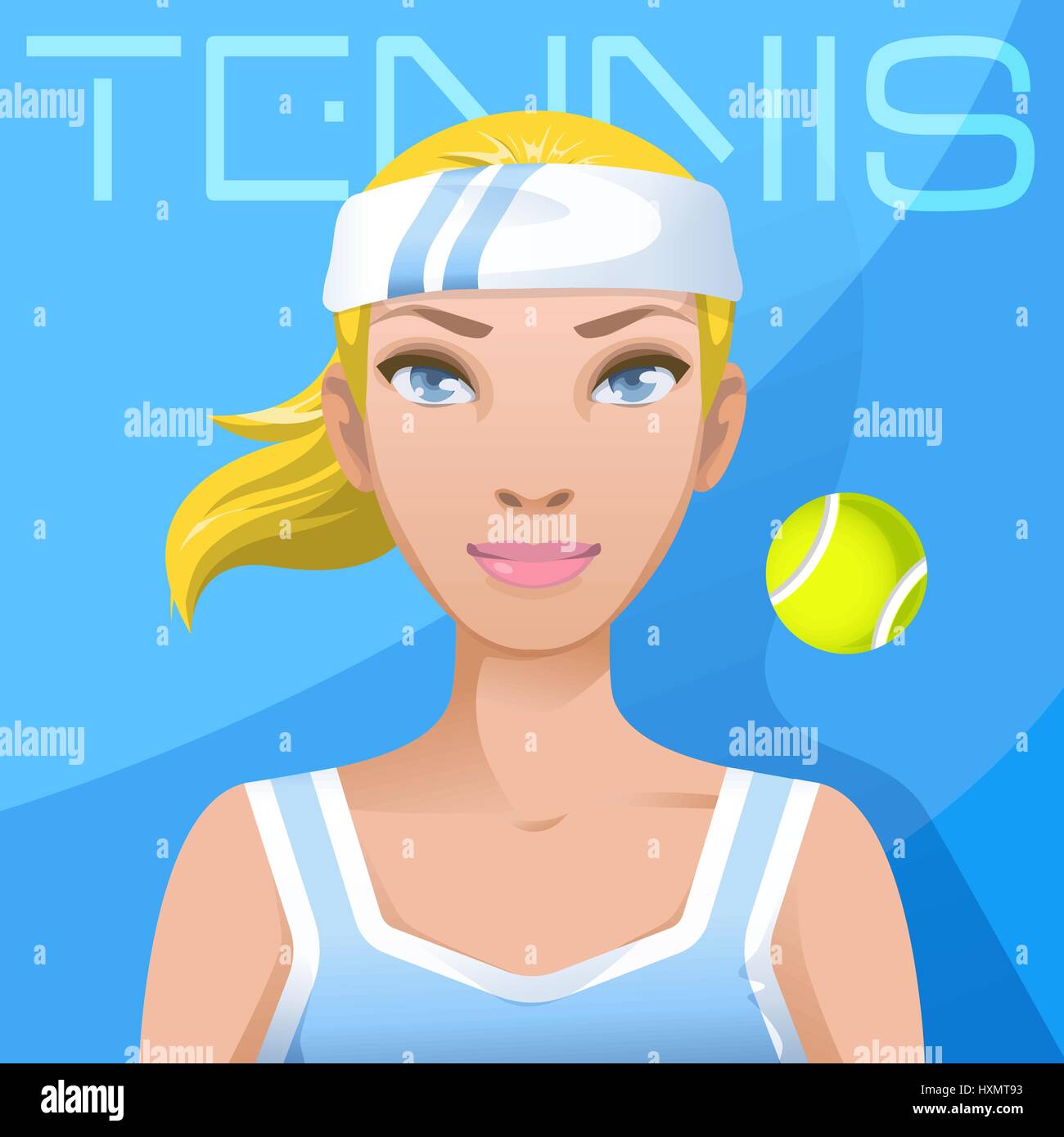 Junge Frau Tennis Spieler-Avatar. Sport aktiven Lebensstil Stock Vektor