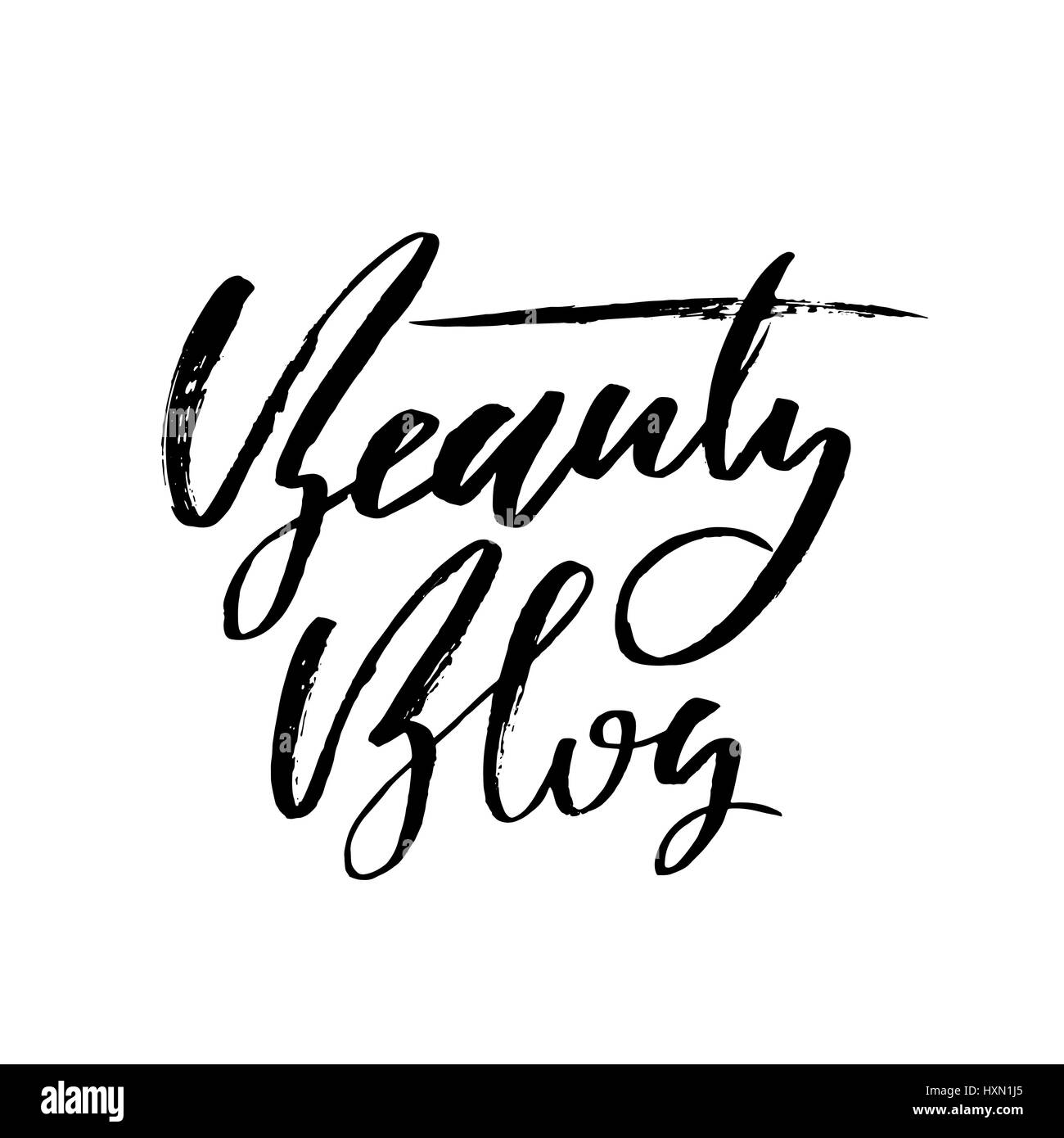 Vector Illustration handgeschriebene Kalligraphie Plakat. Beauty Blog Schriftzug für social-Media-Inhalte. Vektor-Illustration. Stock Vektor