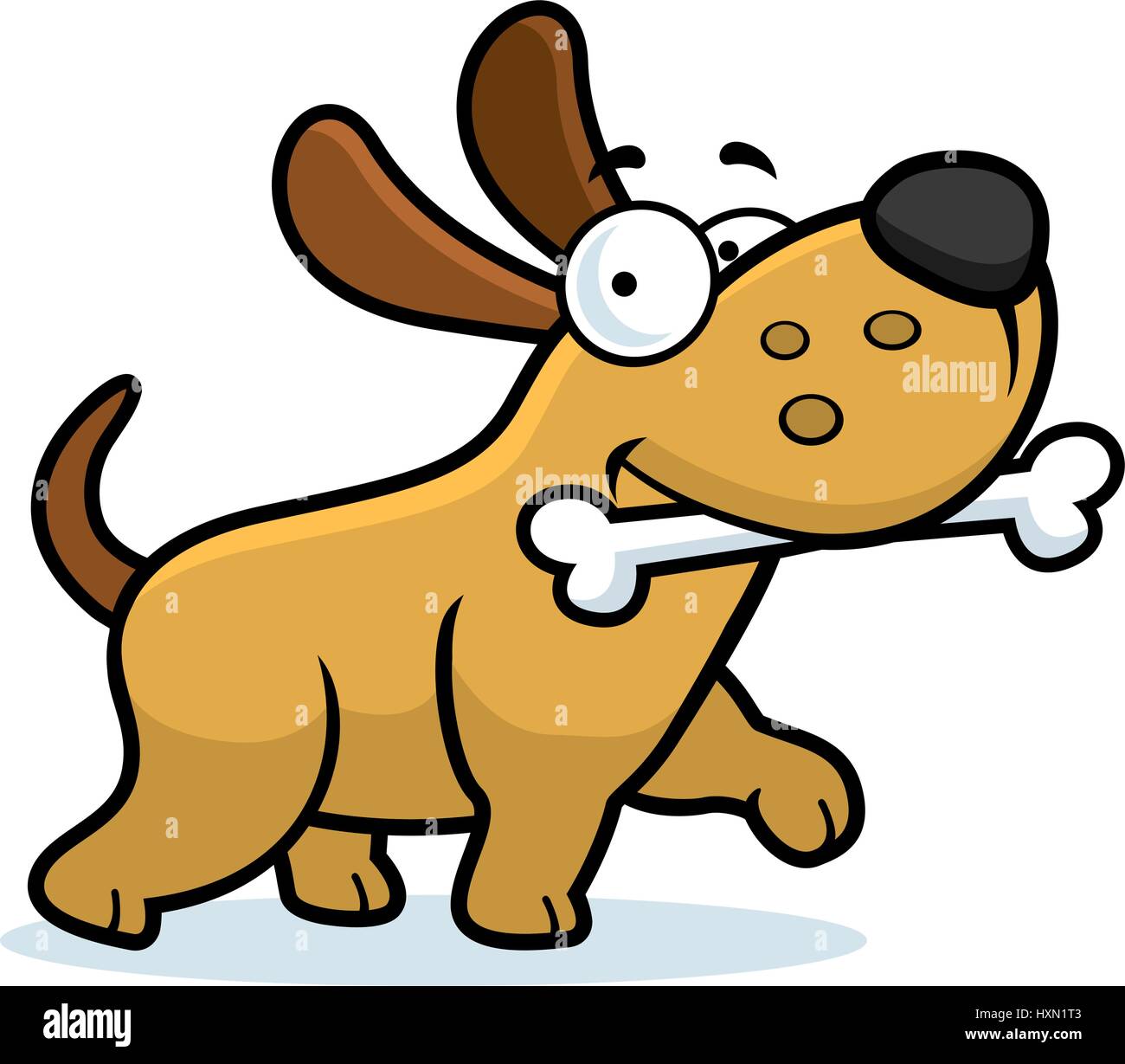 Ein Cartoon Illustration ein Hund mit einem Knochen. Stock Vektor