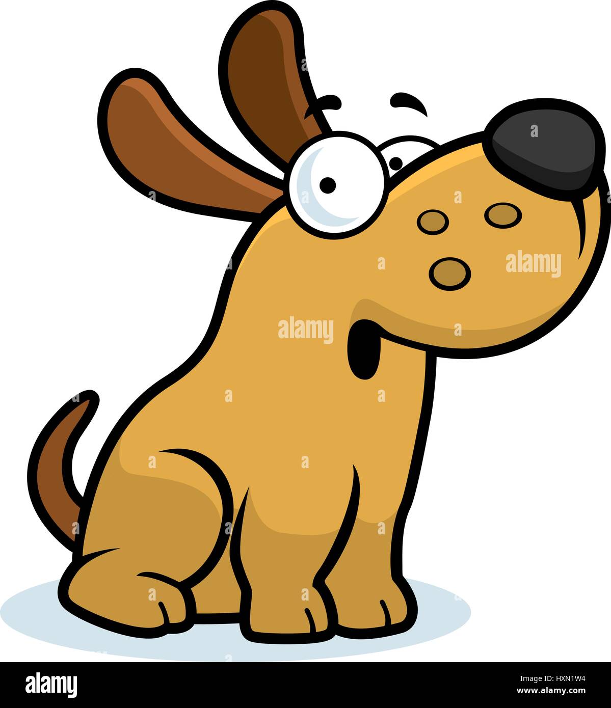 Eine Karikatur Illustration eines Hundes suchen überrascht. Stock Vektor