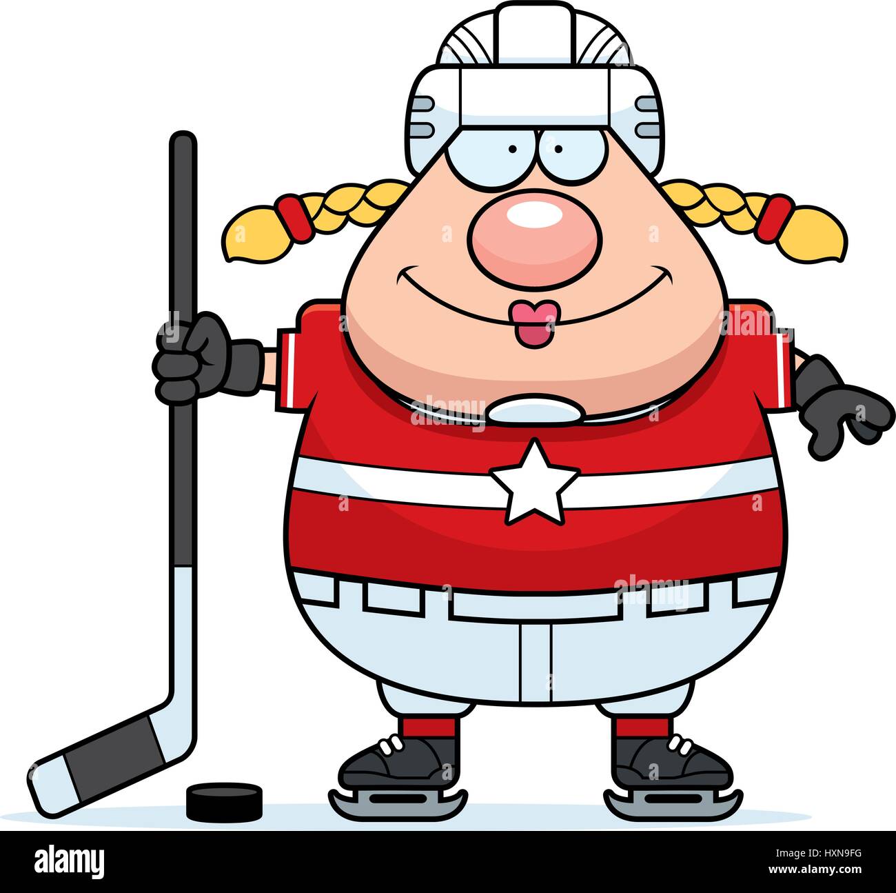 Ein Cartoon Illustration ein Eishockey-Spieler Lächeln auf den Lippen. Stock Vektor