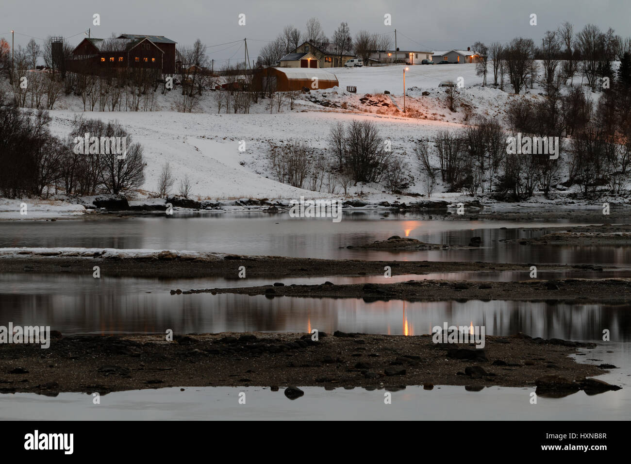 Abends außerhalb Mørkved, Bodø, Norwegen Stockfoto