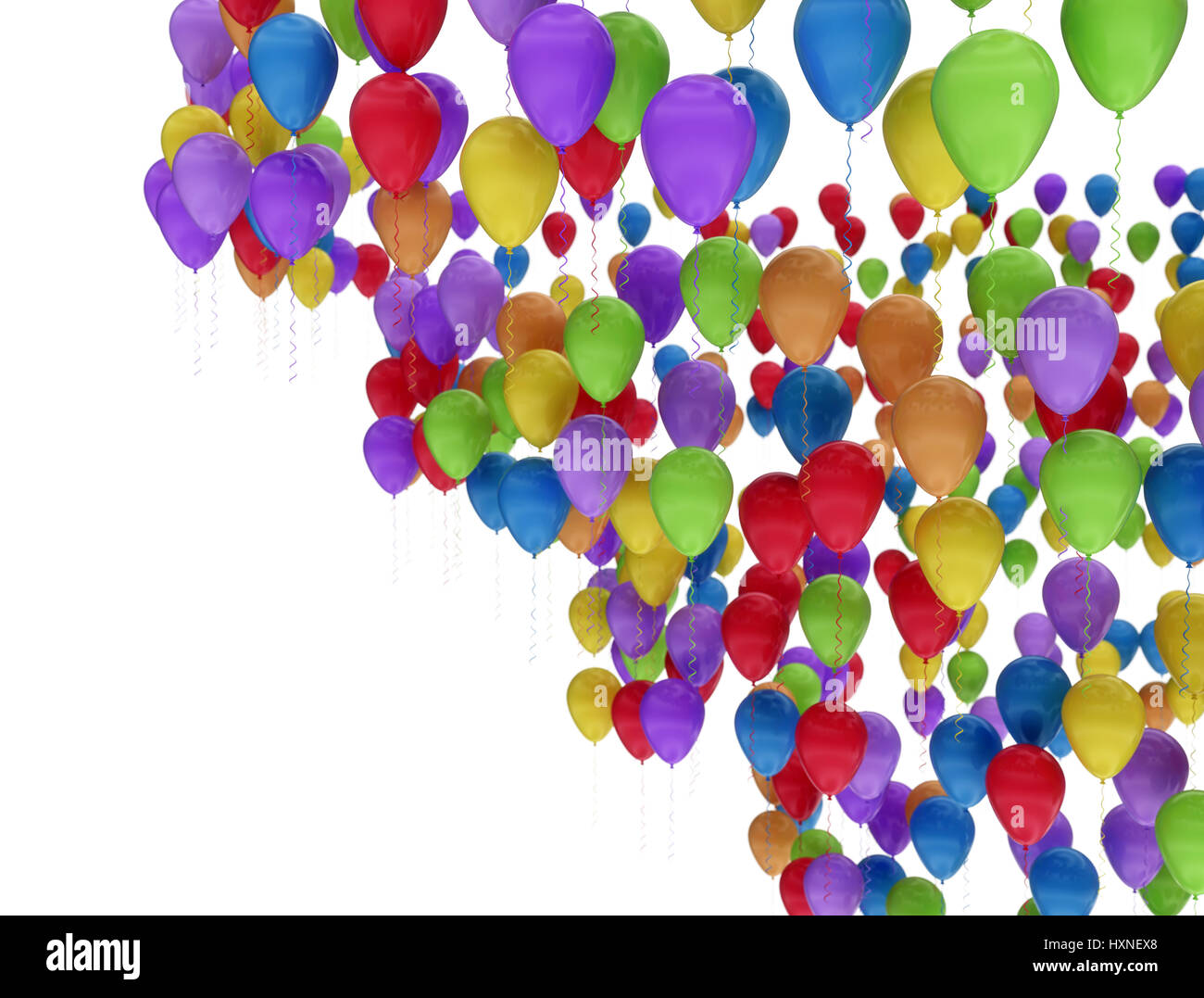 Luftballons Multi Farbe große Gruppe isoliert auf weißem Hintergrund Stockfoto