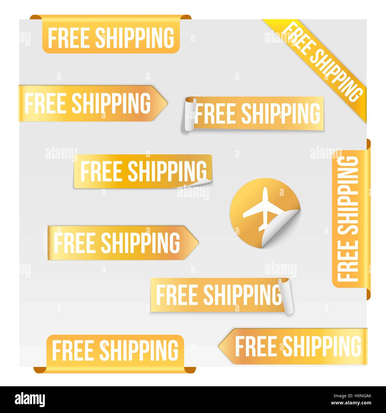 Kostenloser Versand Yellow Labeldesign Stock Vektor