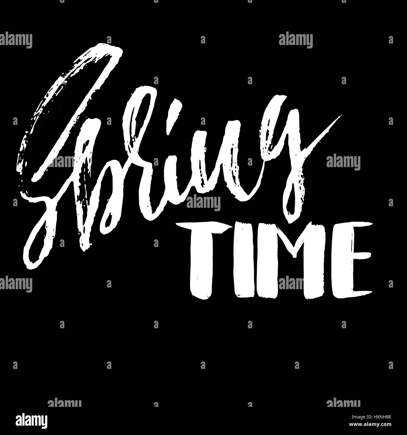 Handschriftliche Federausführung. Frühling Zeit Hand gezeichnete Kalligraphie Briefe. Vektor-Illustration. Stock Vektor