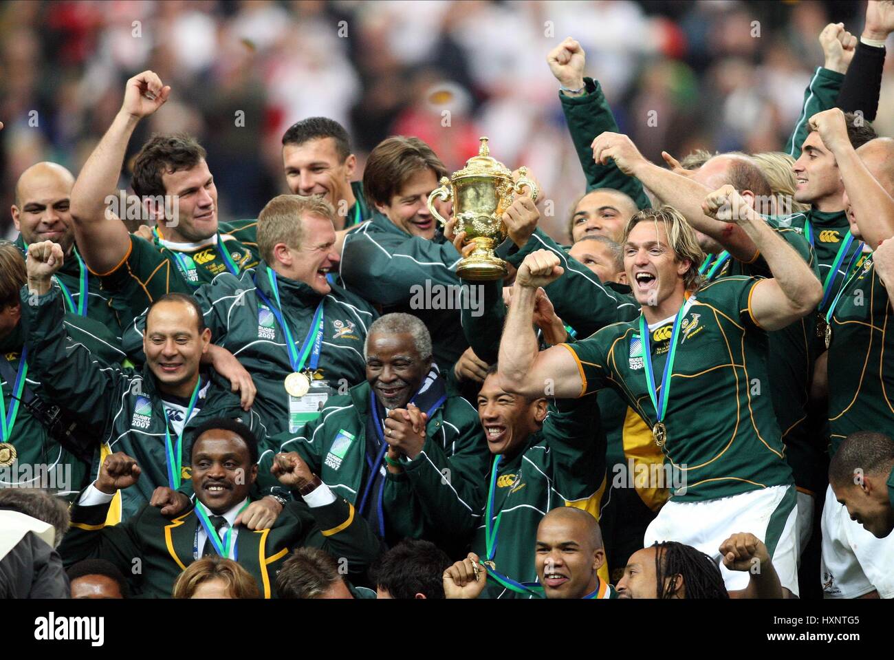 Südafrika feiert Sieg ENGLAND V Südafrika STADE DE FRANCE PARIS Frankreich 20. Oktober 2007 Stockfoto