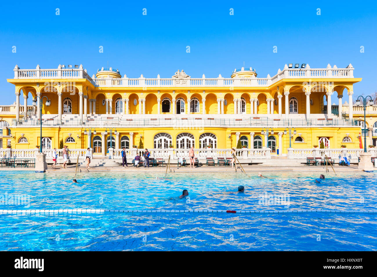 Die schönen, klassischen Stil Szechenyi Thermalbad und Wellness in Budapest, Ungarn. Stockfoto