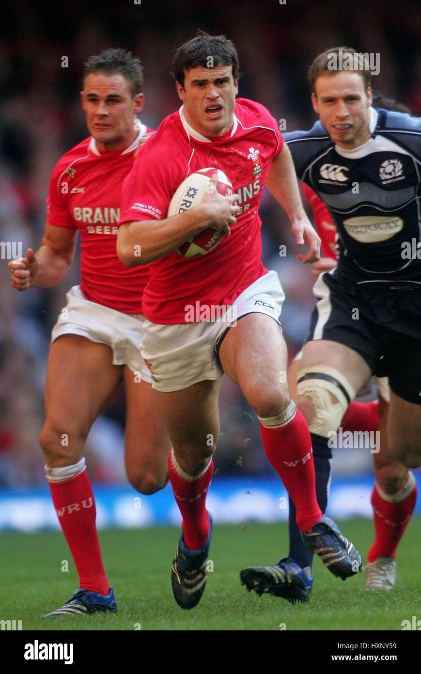 JAMIE ROBERTS WALES & CARDIFF Millenium Stadion CARDIFF WALES 9. Februar 2008 Stockfoto