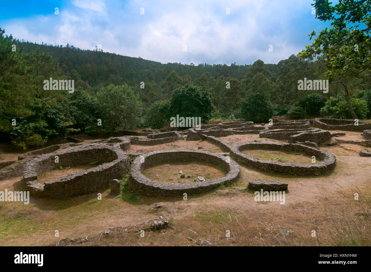 Keltische Siedlung von Castro de Borneiro (zwischen 4. und 1. Jahrhundert v. Chr.), Cabana de Bergantiños, La Coruña Provinz, Region Galicien, Spanien, Europ Stockfoto
