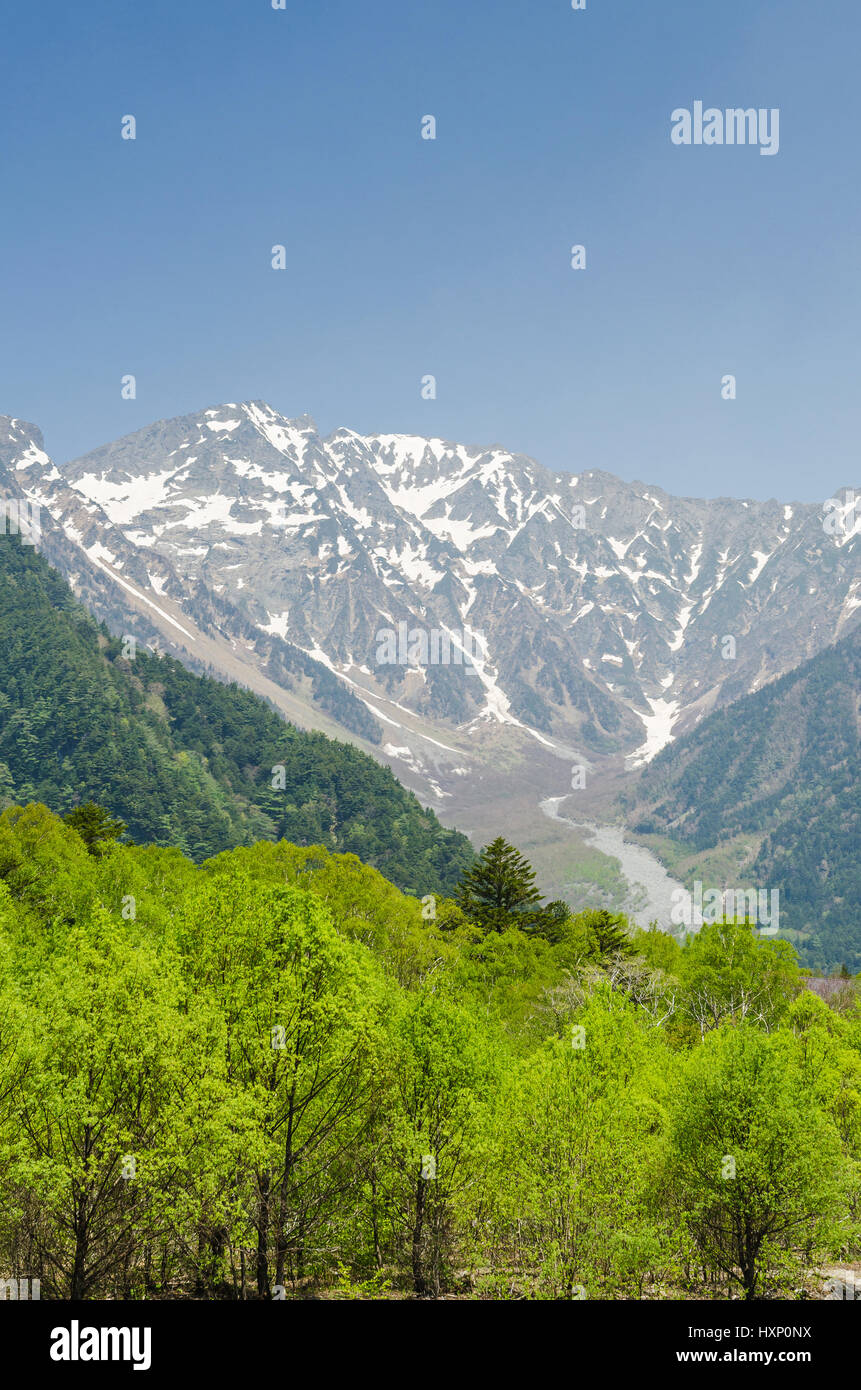 Hotaka Gebirgszug am Kamikochi Nagano japan Stockfoto