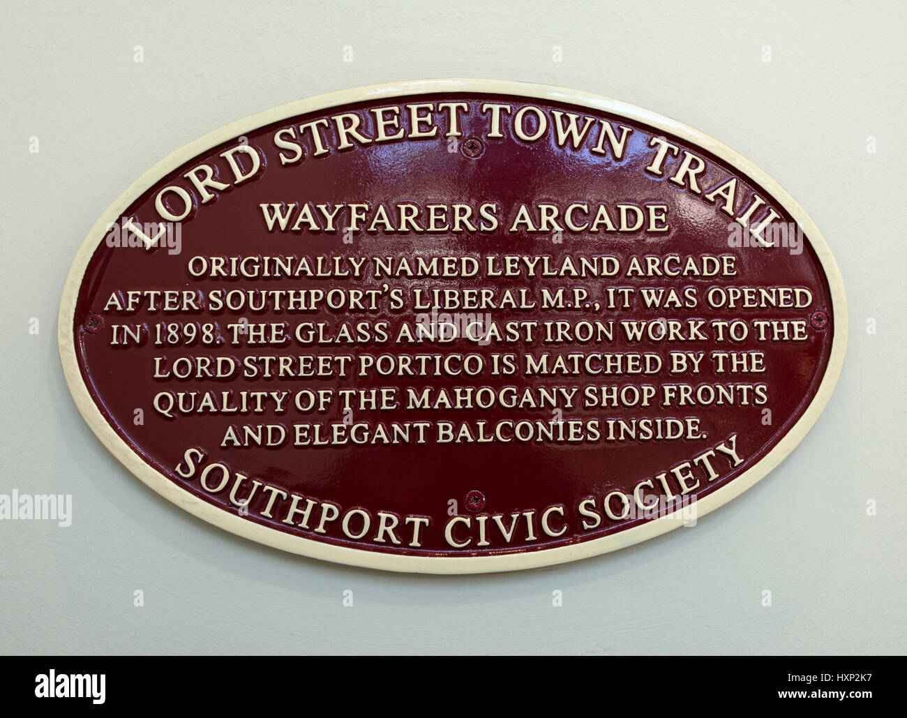 Die Wanderer Arcade, einem denkmalgeschützten Gebäude auf dem berühmten Boulevard von Lord Street in der Küstenstadt Southport, Merseyside, Großbritannien Stockfoto