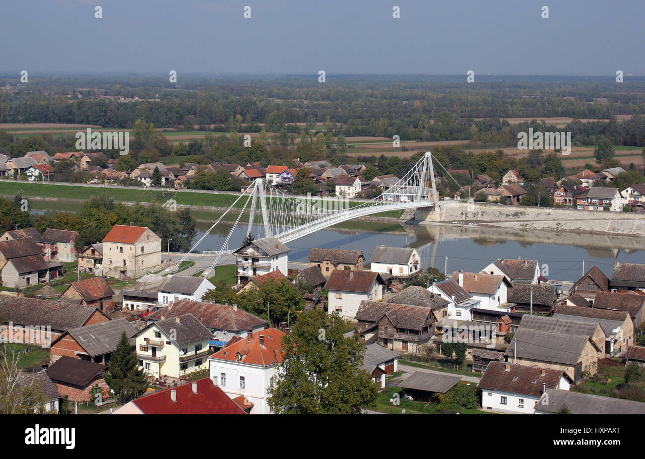 Brücke über den Fluss Sava in Martinska Ves, Kroatien Stockfoto