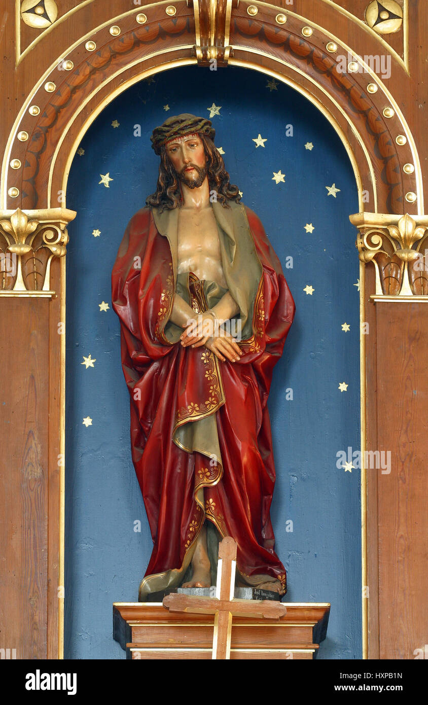 Gebundenen Jesus-Statue in der Pfarrkirche St. Martin in Ščitarjevo, Kroatien Stockfoto