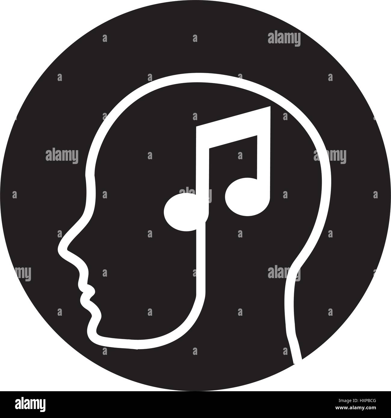menschliche Profil mit Musik-Hinweis-Vektor-Illustration-design Stock Vektor
