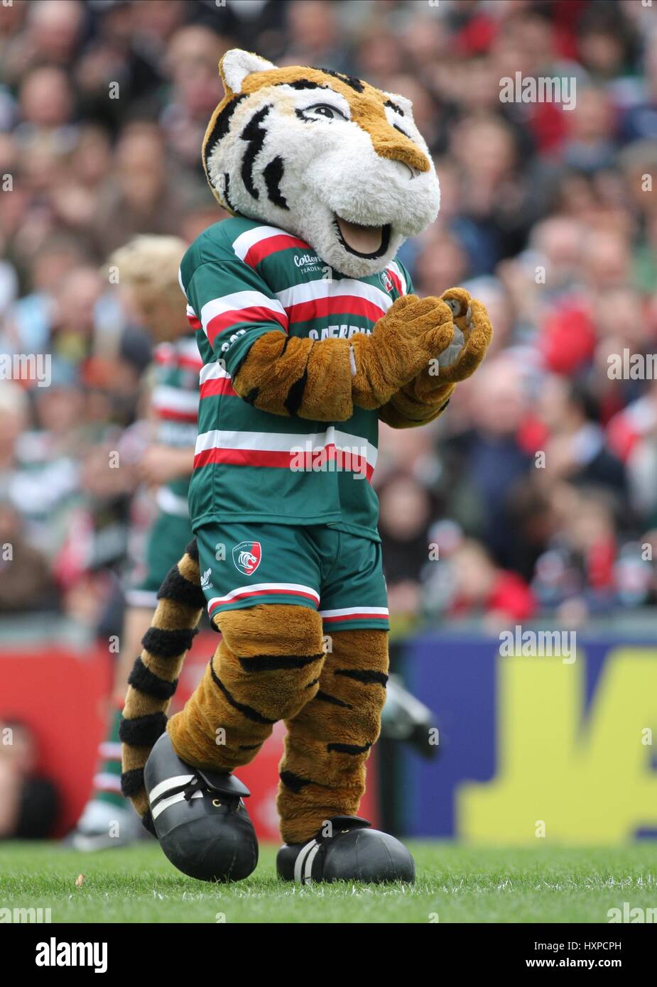 LEICESTER TIGER LEICESTER TIGERS RU Maskottchen WELFORD ROAD LEICESTER ENGLAND 3. Oktober 2009 Stockfoto