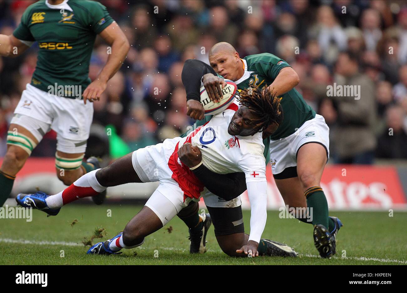 PAUL SACKEY JANUARIE & MTAWAR ENGLAND V Südafrika TWICKENHAM MIDDLESEX ENGLAND 22. November 2008 Stockfoto