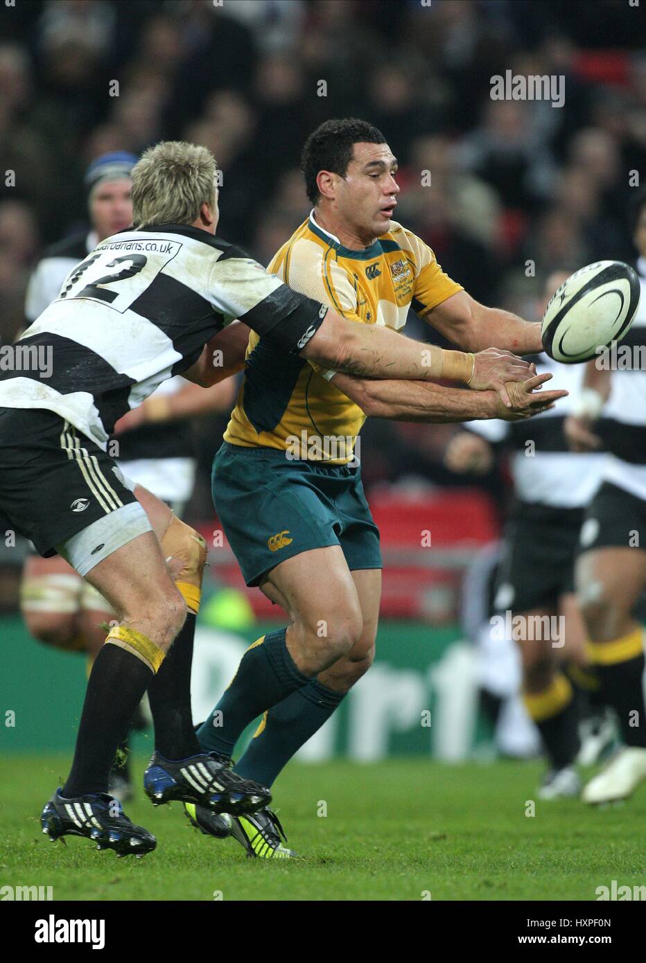 GEORGE SMITH JEAN DE VILLIERS Barbaren V Australien WEMBLEY Stadion LONDON ENGLAND 3. Dezember 2008 Stockfoto