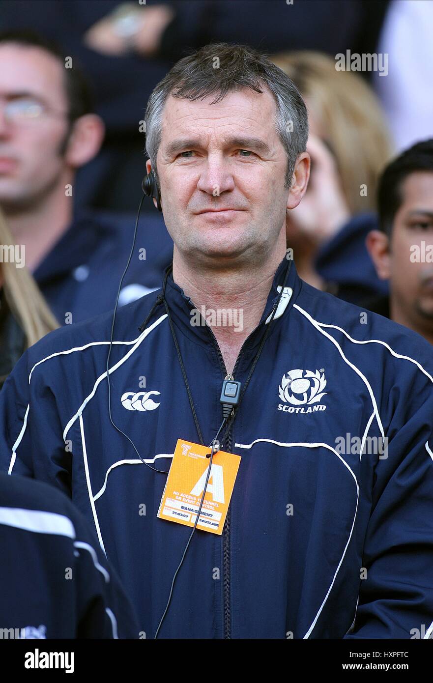 FRANK HADDEN Schottland RUGBY Trainer TWICKENHAM MIDDLESEX ENGLAND 21. März 2009 Stockfoto