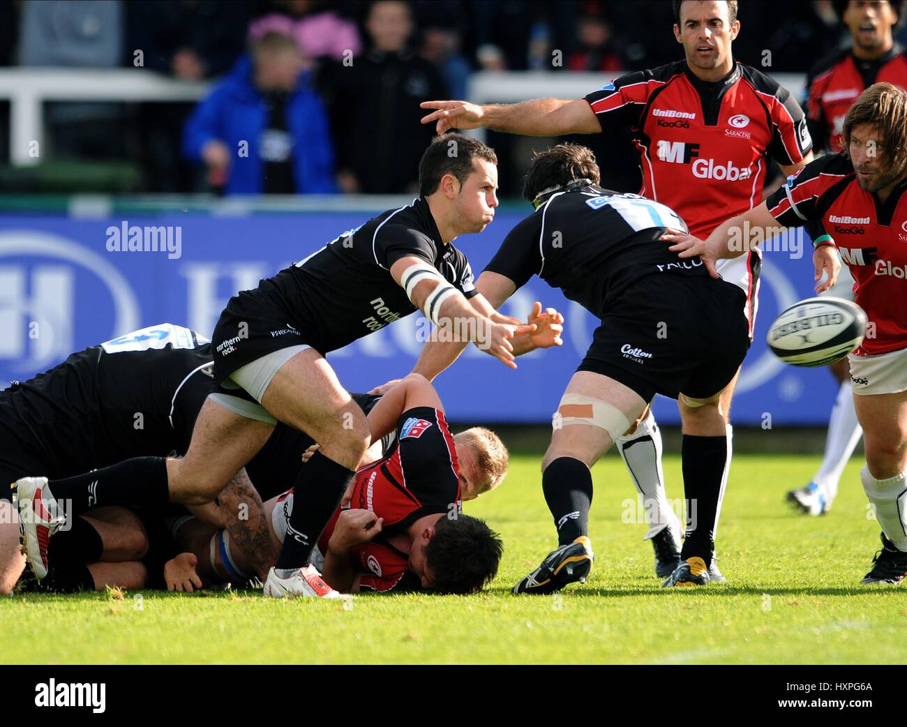 MICKY YOUNG NEWCASTLE FALCONS KINGSTON PARK NEWCASTLE ENGLAND 4. Oktober 2009 Stockfoto