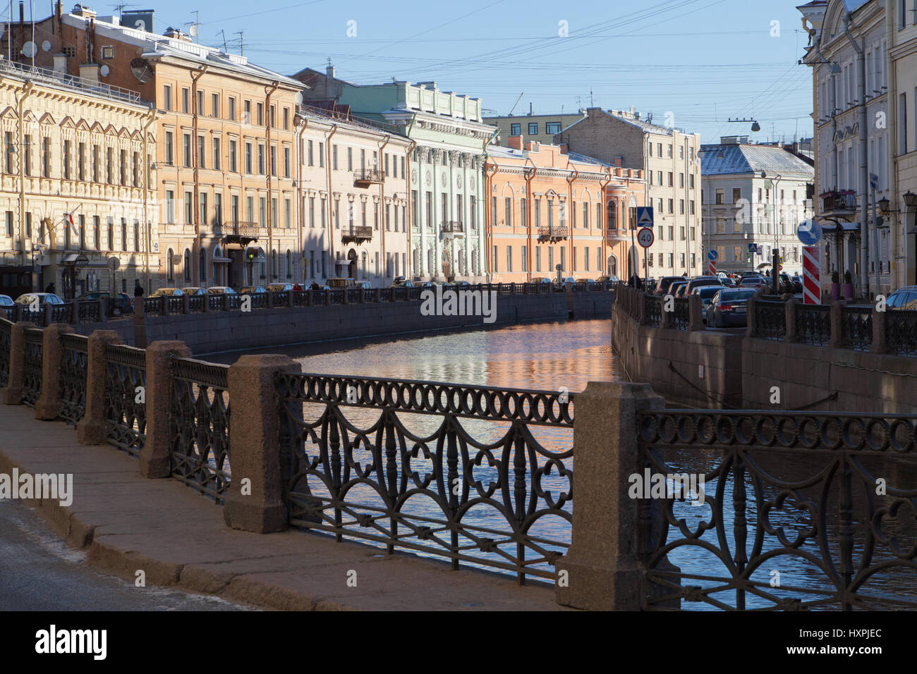 Moyka Fluss am Morgen, St. Petersburg, Russland. Stockfoto