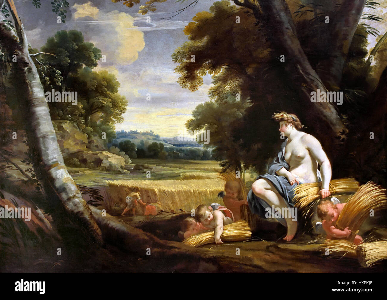 Vouet, Simon 1590-1649 Ceres und Ernte Cupids Simon Vouet und Studio 1634-5 Frankreich Französisch (In der alten römischen Religion, Ceres war eine Göttin der Landwirtschaft, Getreide, Fruchtbarkeit und mütterlichen Beziehungen) Stockfoto