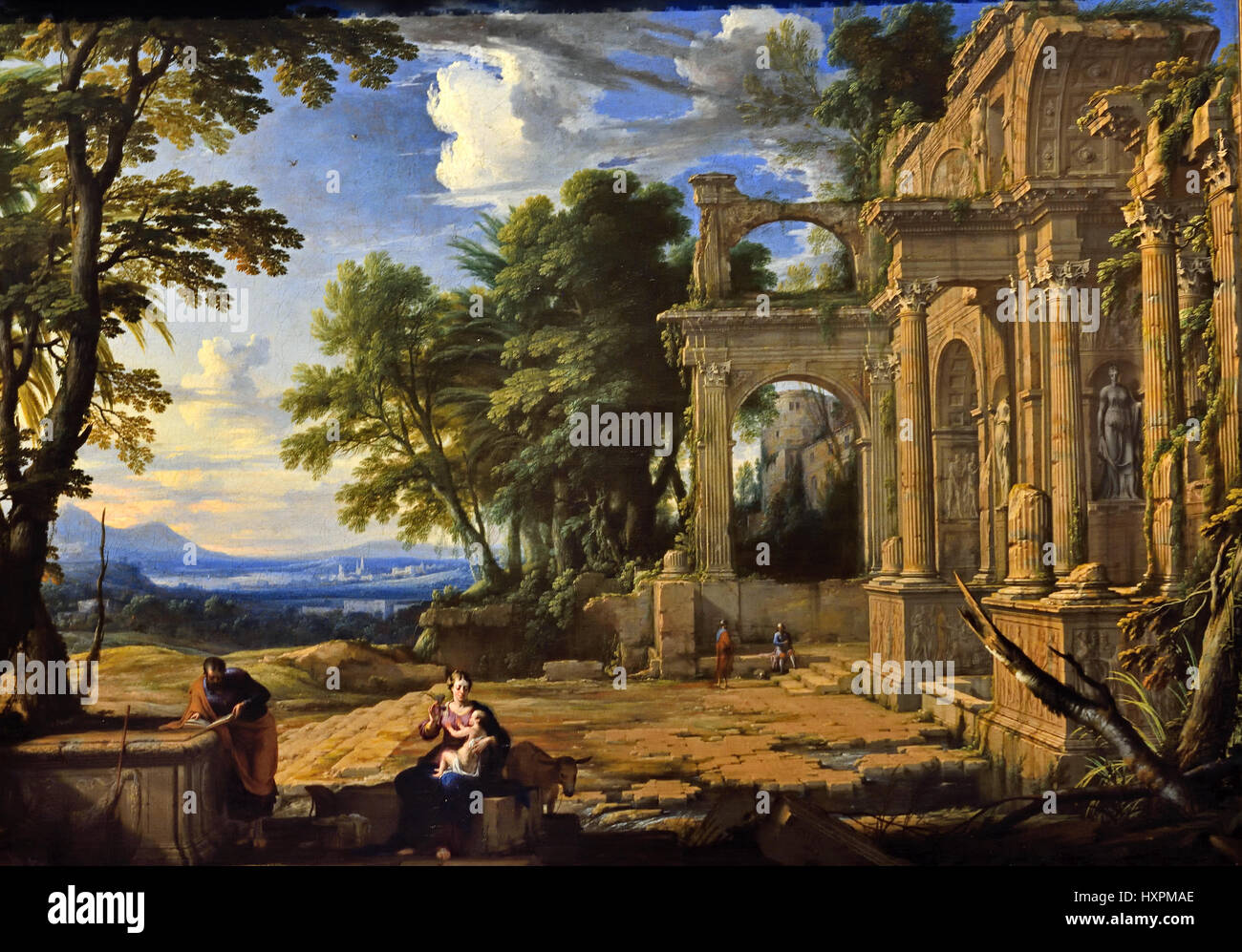 Landschaft mit der Ruhe auf der Flucht nach Ägypten 1652 Pierre Patel 1605-1676 Frankreich Französisch Stockfoto