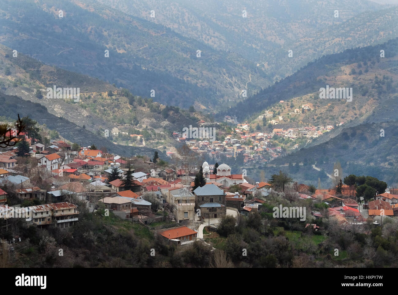 Pedoulas Dorf im Troodos-Gebirge, Republik Zypern Stockfoto