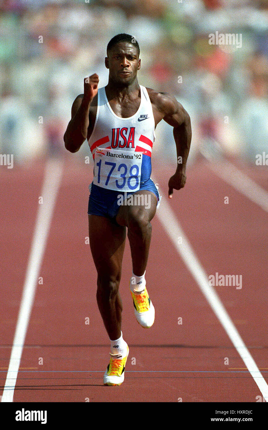 DENNIS MITCHELL 100 m 3. August 1992 Stockfoto