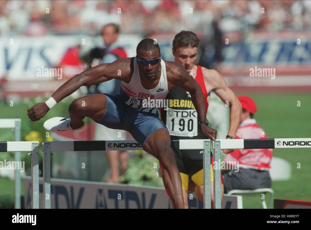 JACK PIERCE 110 Meter Hürden 1. August 1995 Stockfoto