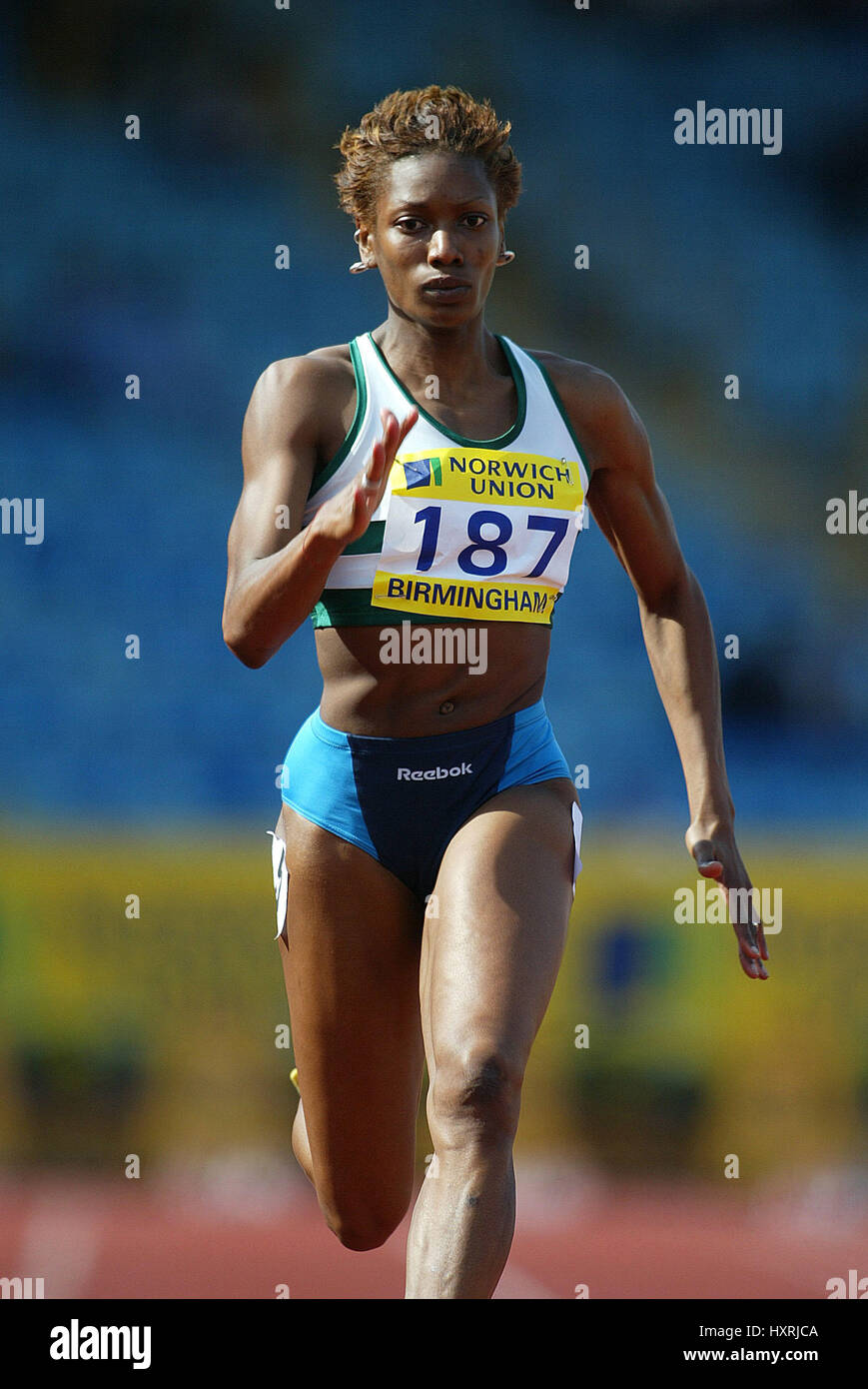 JOICE MADUAKA 100 m ALEXANDER Stadion BIRMINGHAM ENGLAND 13. Juli 2002 Stockfoto