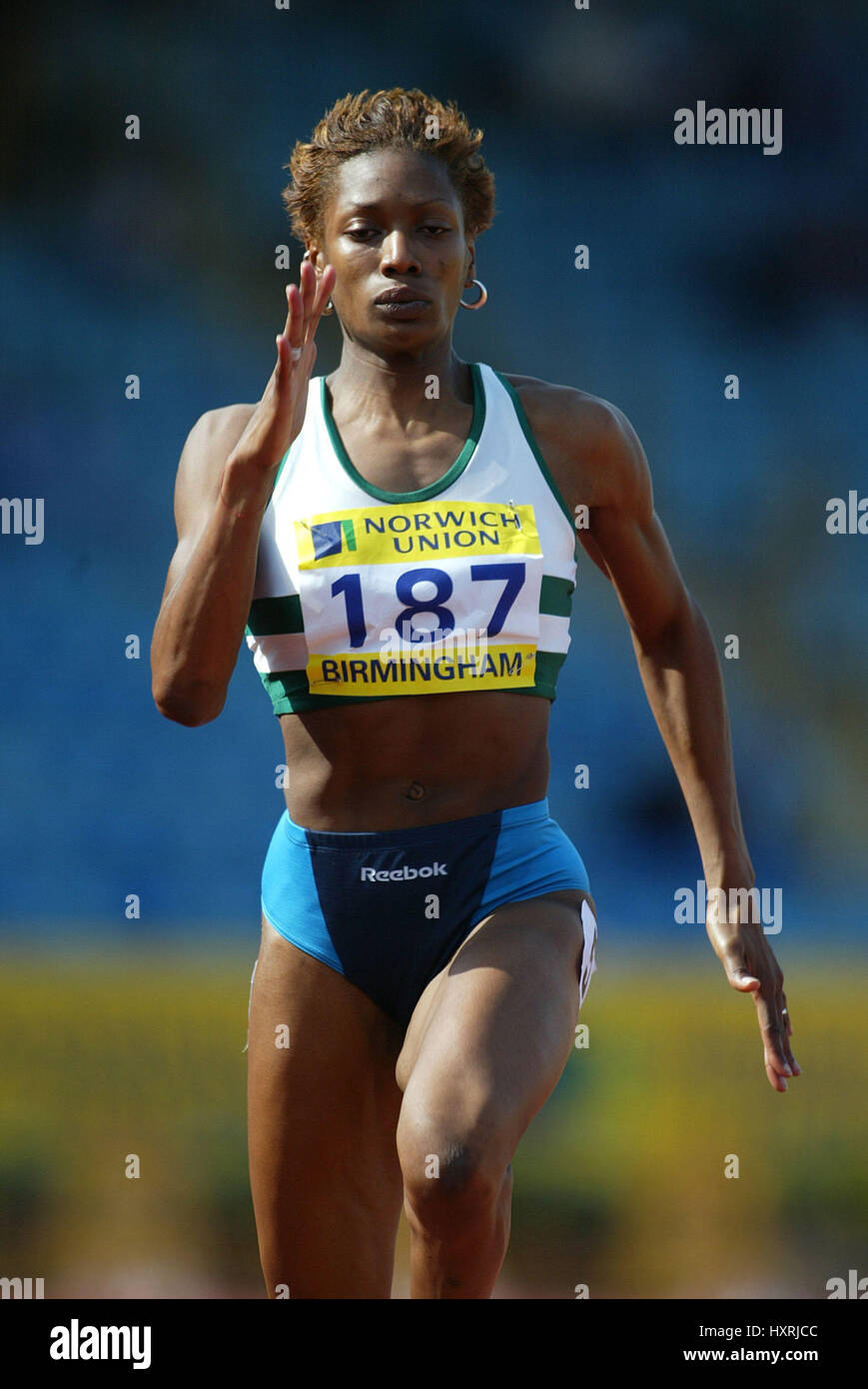 JOICE MADUAKA 100 m ALEXANDER Stadion BIRMINGHAM ENGLAND 13. Juli 2002 Stockfoto