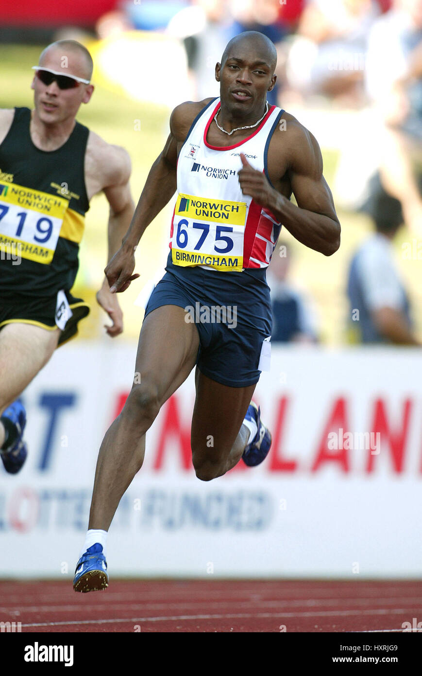 MARLON DEVONISH 200 m ALEXANDER Stadion BIRMINGHAM ENGLAND 14. Juli 2002 Stockfoto
