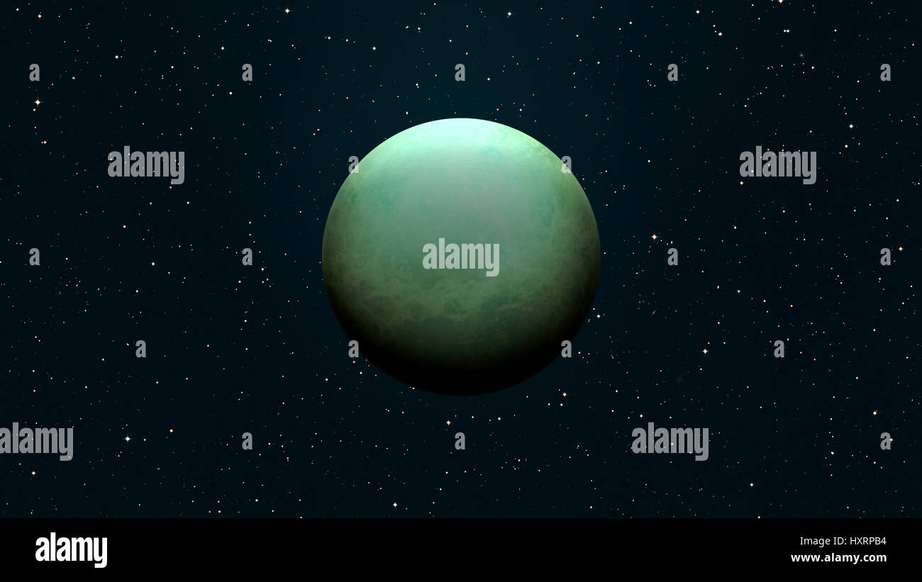 Sonnensystem - Uranus. Es ist der siebte Planet von der Sonne und der drittgrößte im Sonnensystem. Es ist ein riesiger Planet. Uranus hat 27 bekannten sate Stockfoto