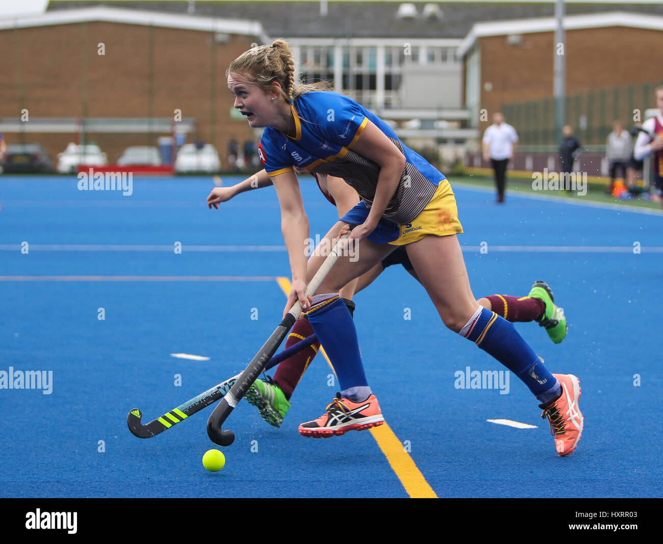 Bilder aus der Varsity-2017-Frauen-Match zwischen Met Universität Cardiff V Bath University in Cyncoed Campus, 29. März 2017 Stockfoto