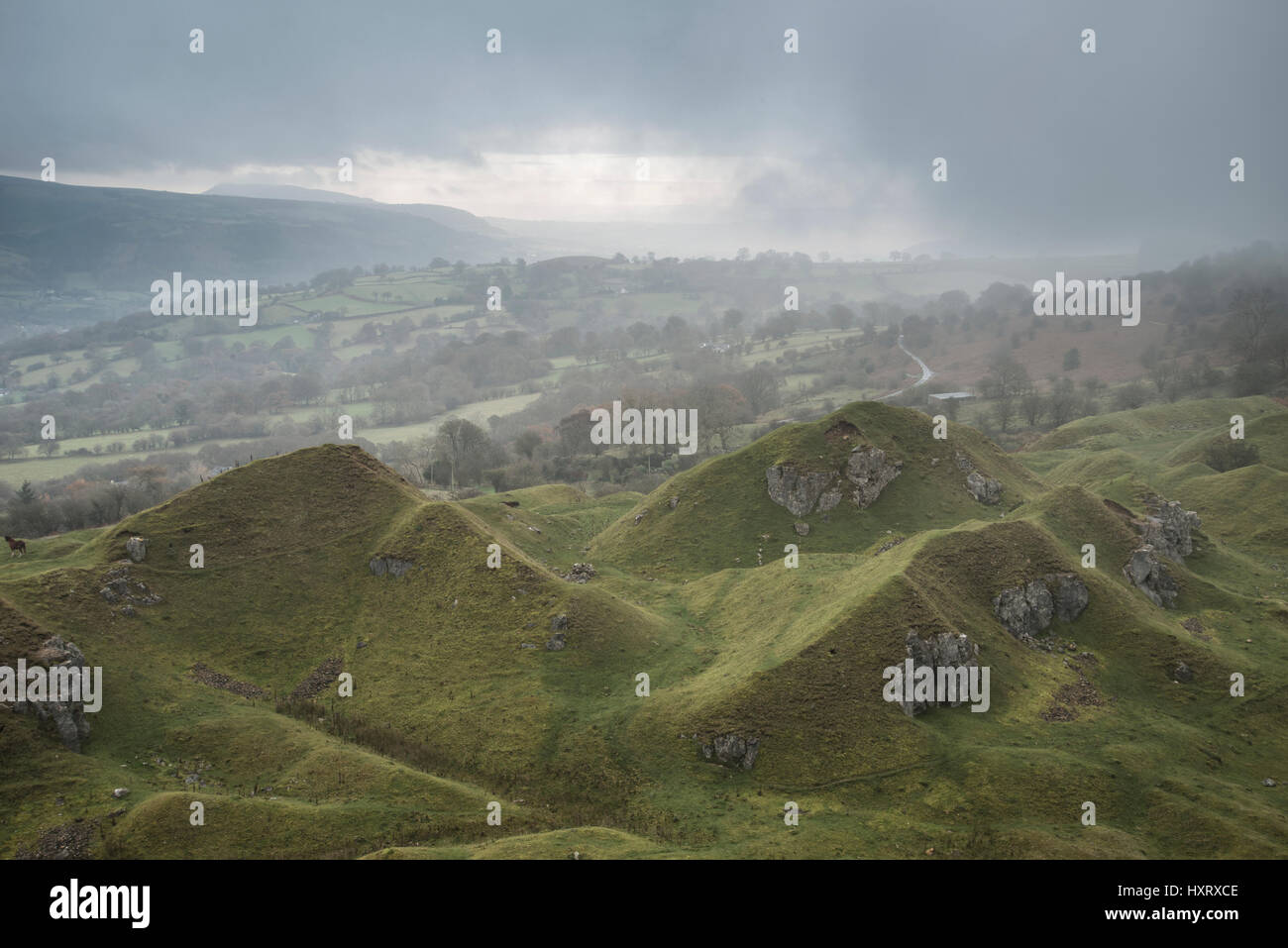 Alten verlassenen Steinbruch in Wales, die von der Natur zurückerobert, schöne Landschaft zu schaffen Stockfoto