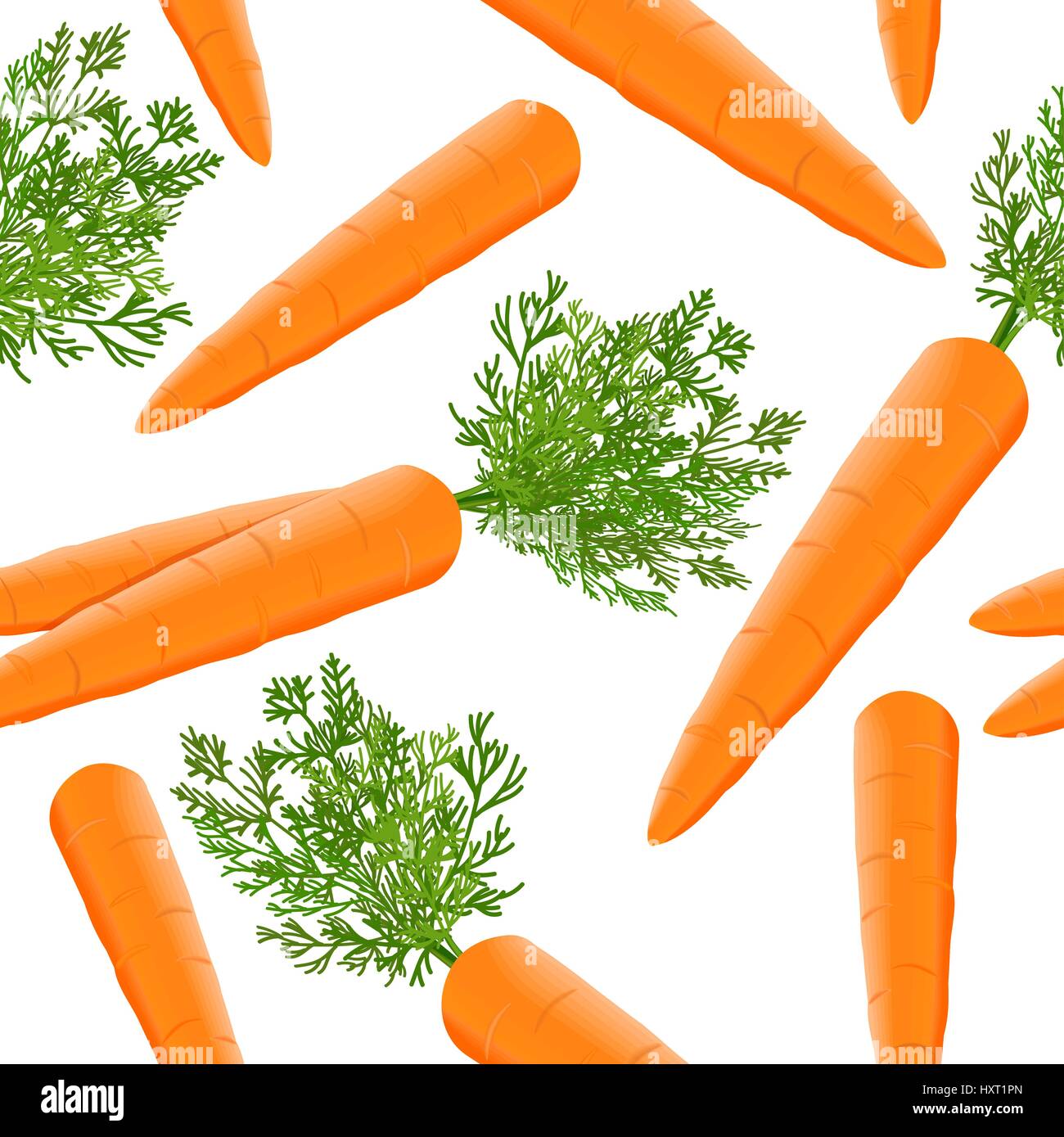 Frische saftige Karotten Musterdesign mit grünen Stängel Stock Vektor