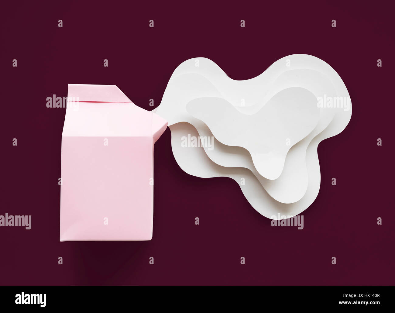 Papier Handwerk Kunst Milch Karton Spill Stockfoto