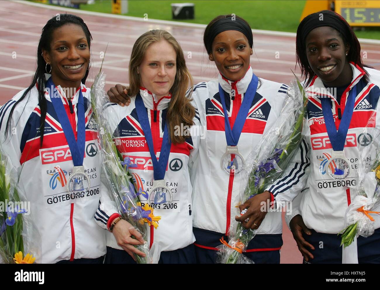 MADUAKA FREEMAN ANIA & ONUORA 4 X 100-Meter Silber ULLEVI Stadion Göteborg Schweden 13. August 2006 Stockfoto