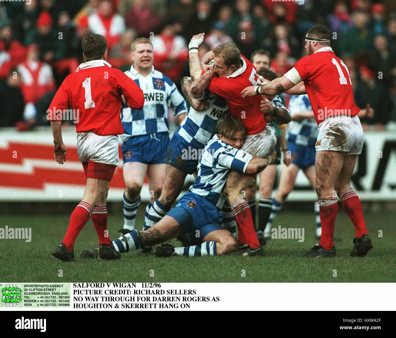 DARREN ROGERS SALFORD V WIGAN Wanderpokal 12. Februar 1996 Stockfoto