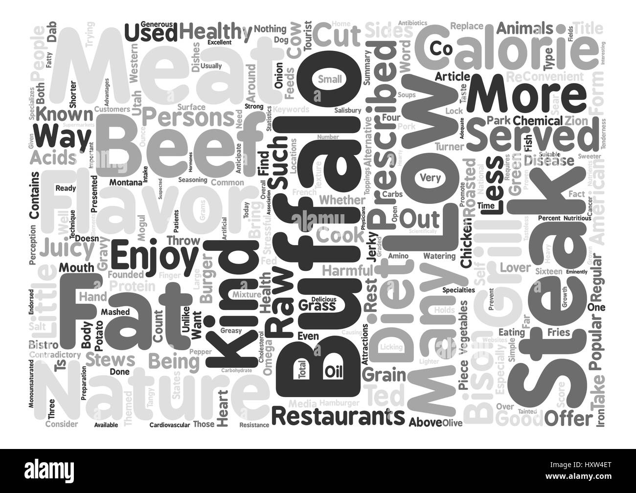 Buffalo Fleisch A Schneiden über The Rest Text Hintergrund Word Cloud-Konzept Stock Vektor