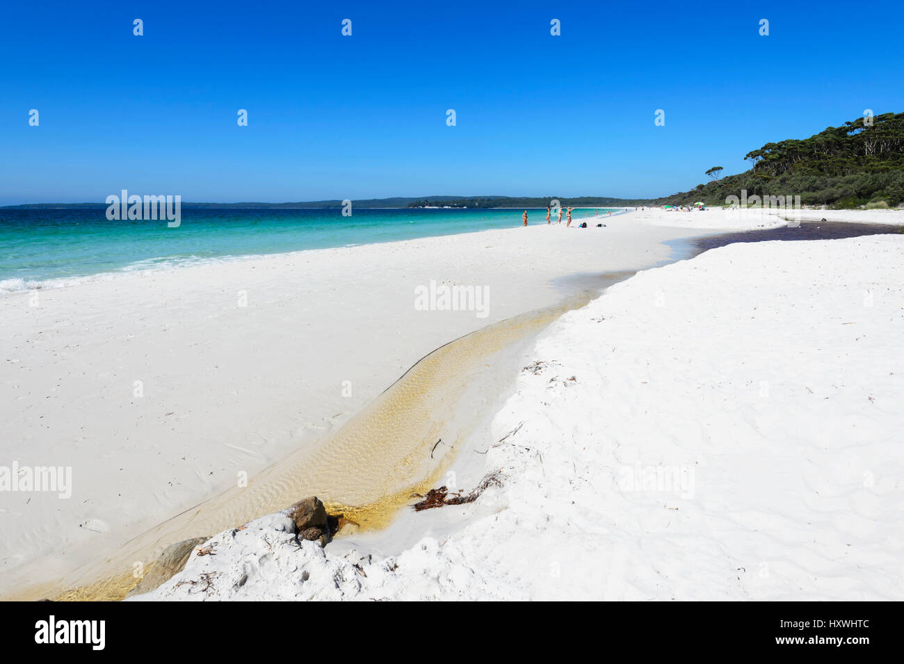 Hyams Beach ist eine spektakuläre Strecke von Jervis Bay mit feinem weißen Sand, New-South.Wales, NSW, Australien Stockfoto