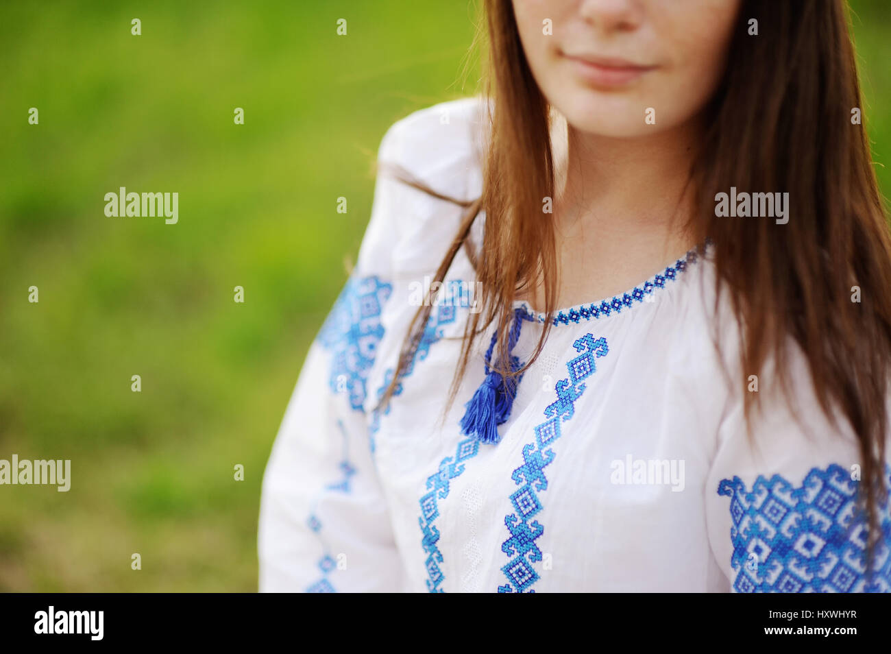 Mädchen in ukrainischen nationalen ornament Stockfoto