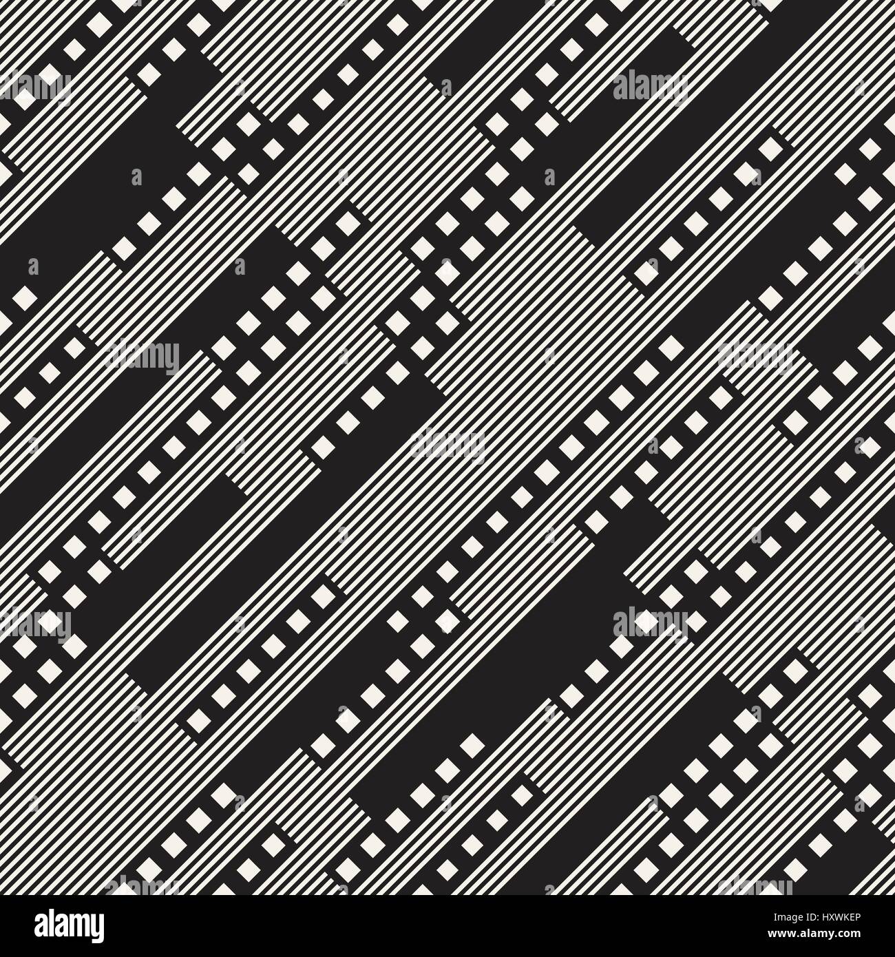 Moderne stilvolle Halbton Textur mit zufälliger Größe Quadrate. Vector Seamless Pattern. Stock Vektor