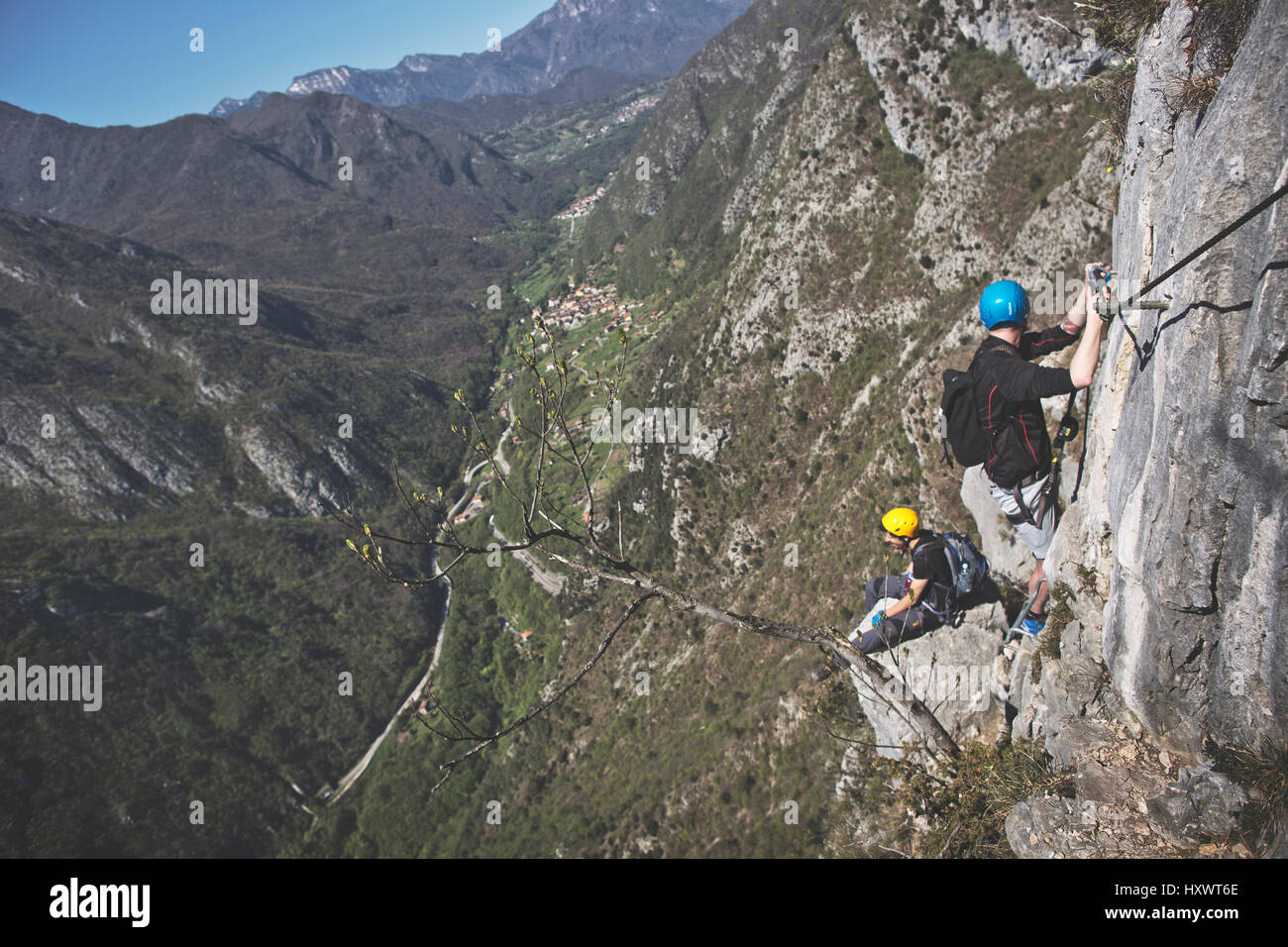 Bergsteiger in Cima Capi, Italien. Stockfoto