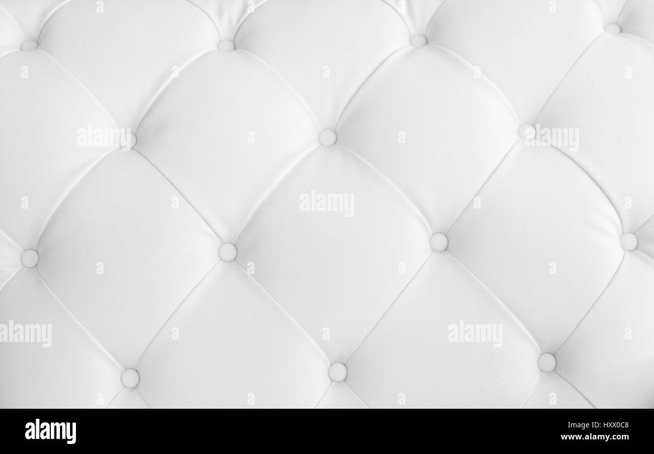 Weißes Leder Polsterung Hintergrund Stockfoto