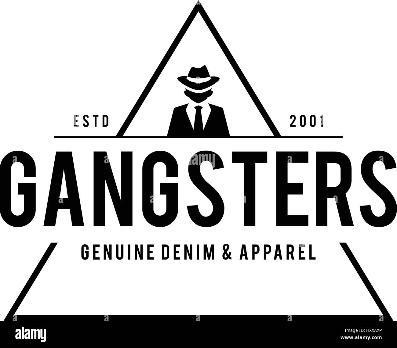 Retro-Abzeichen Gangster und Mafia. Mann im schwarzen Anzug. Vektor-illustration Stock Vektor