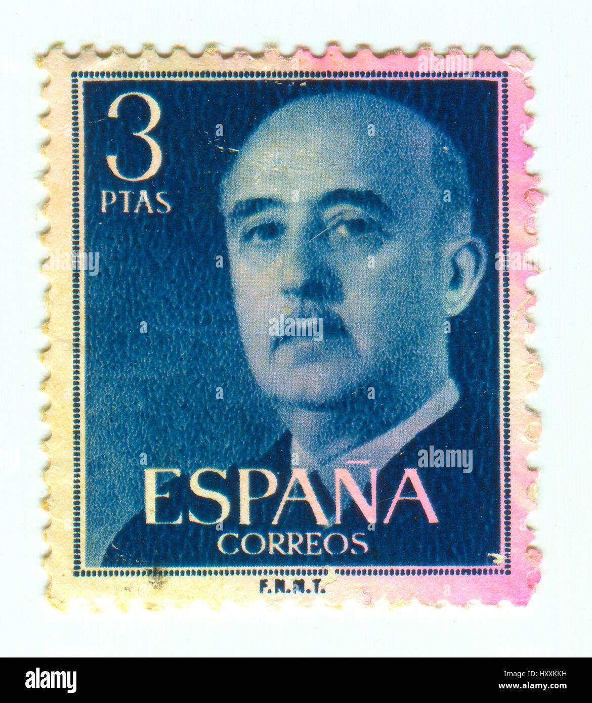 GOMEL, Weißrussland, 30. März 2017, Stempel gedruckt in Spanien zeigt, dass Francisco Franco Bahamonde war ein spanischer General regierte über Spanien als ein militärischer dictat Stockfoto