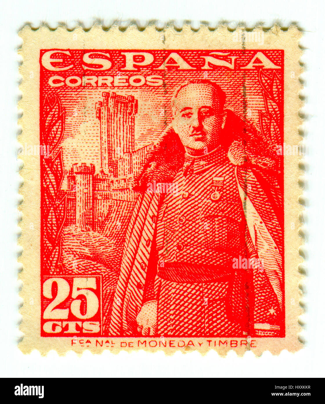 GOMEL, Weißrussland, 30. März 2017, Stempel gedruckt in Spanien zeigt, dass Francisco Franco Bahamonde war ein spanischer General regierte über Spanien als ein militärischer dictat Stockfoto